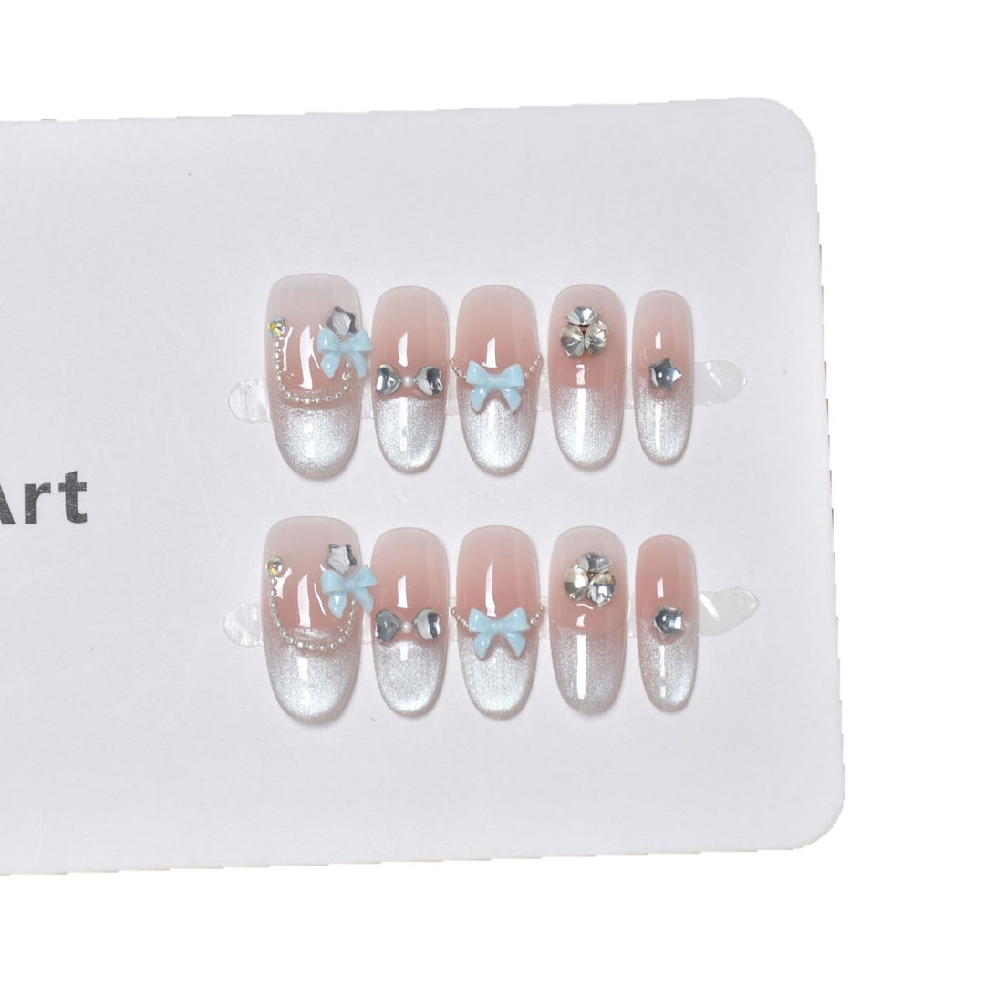 Decorative Press-On Nail Art with 3D Accents Stornfield