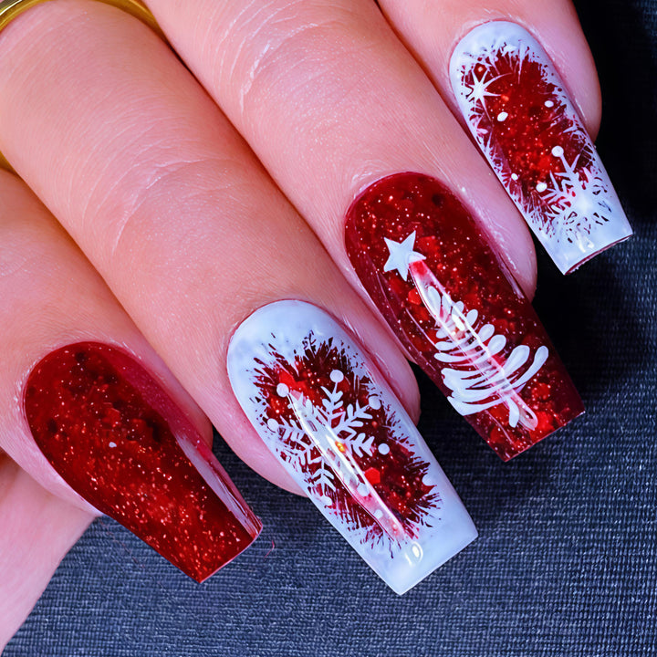 Artificial nails with festive Christmas design Stornfield