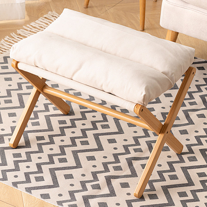Folding Stool With Comfortable Padding And Sturdy Wooden Frame Stornfield