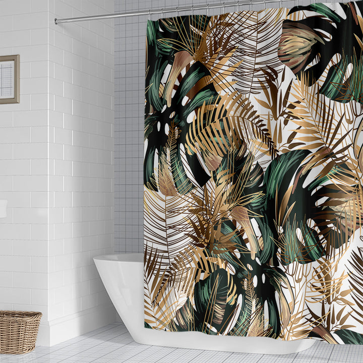 Tropical Leaf Print Shower Curtain Stornfield