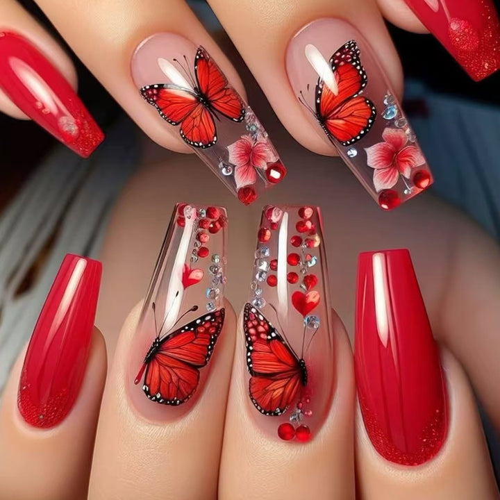 Artistic Butterfly-Embellished Press-On Nails Stornfield