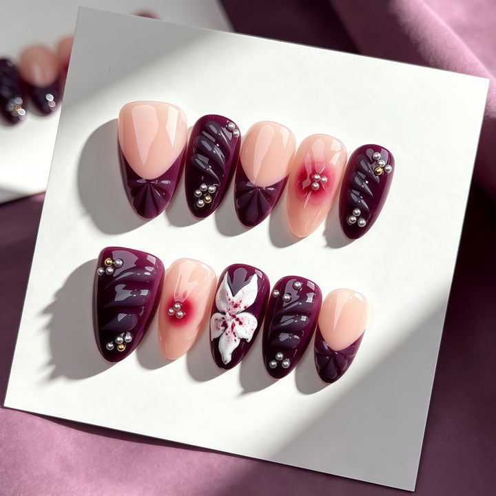 Elegant Decorative Press-On Nail Art Set 1790746208