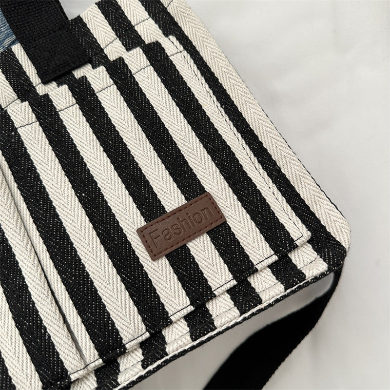 Stylish Striped Canvas Tote Bag