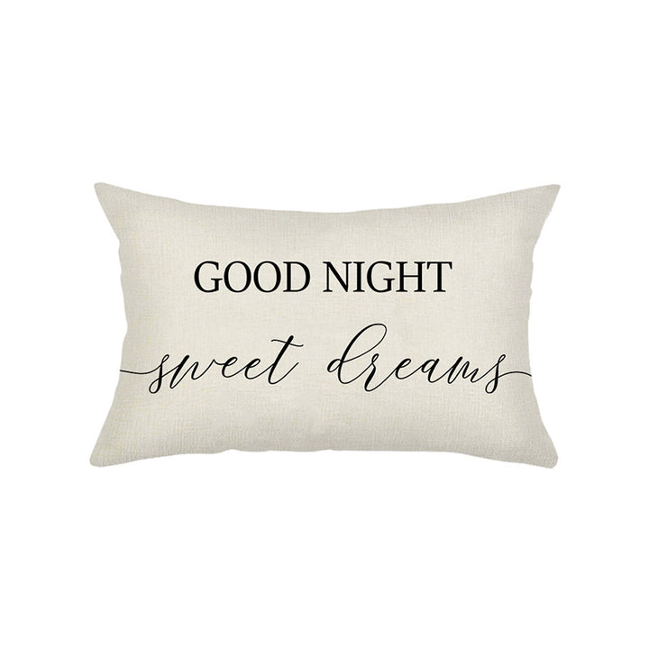 Hand-Lettered Script Lumbar Pillow Cover Linen-Blend with Heart Motif