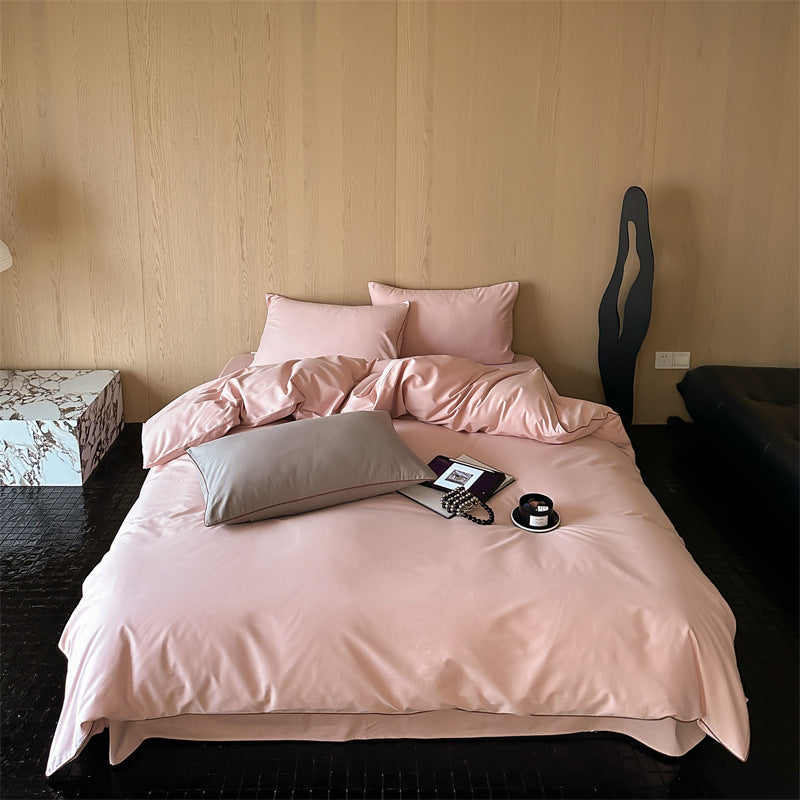 Satin bedding set with breathable cotton blend and soft-touch finish