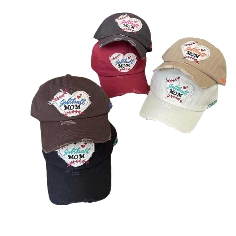 Women's Distressed Heart-Embroidered Baseball Cap Stornfield