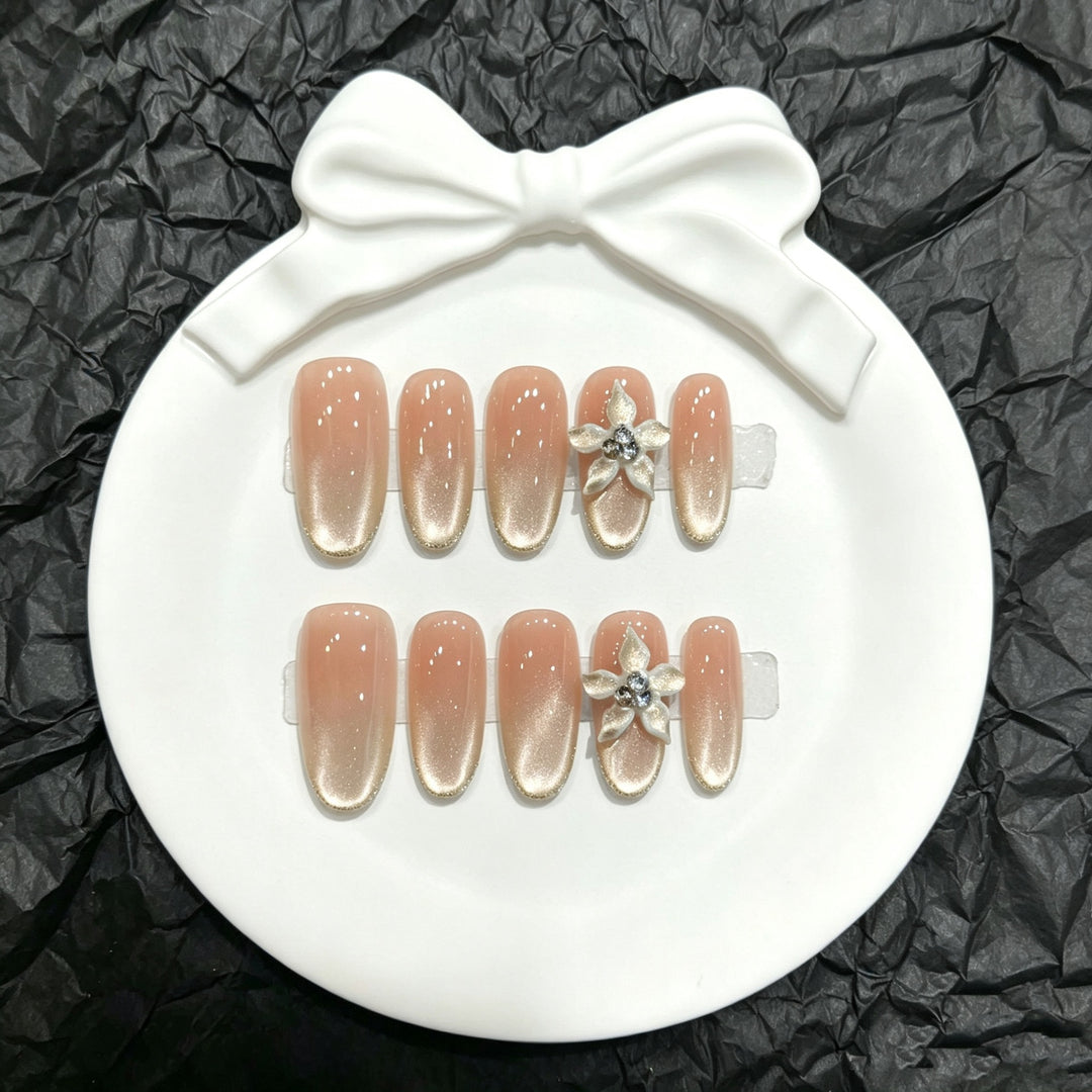 Elegant Ombre Nail Art Set with Floral Accents