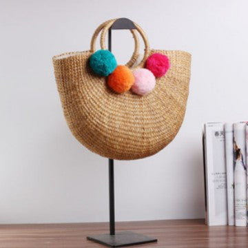 Handcrafted straw bag with colorful tassels Stornfield