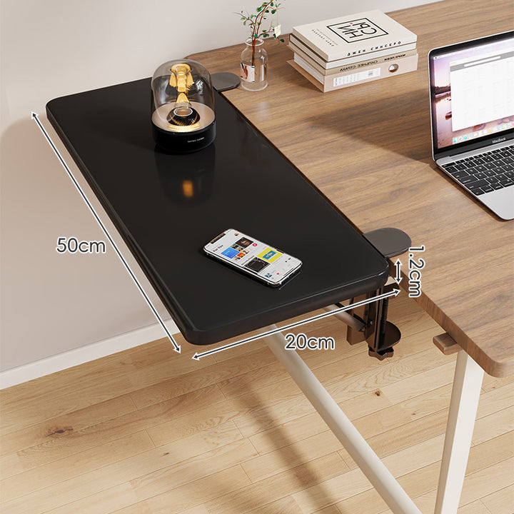 Clamp-On Adjustable Wooden Desk Side Shelf Extension with Foldable Bracket