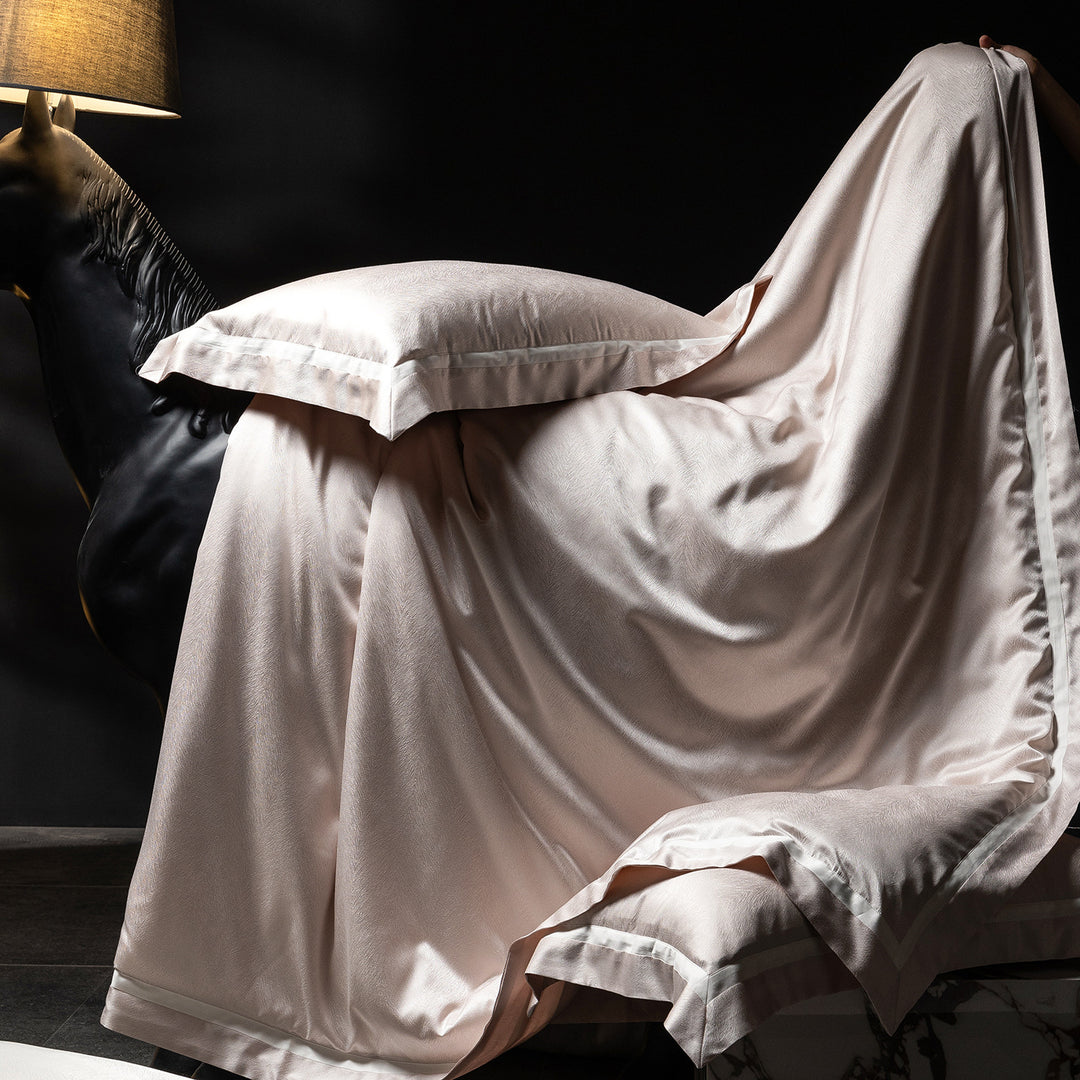 Satin Sateen Duvet Cover Set with Tailored Hem and Matching Pillow Shams
