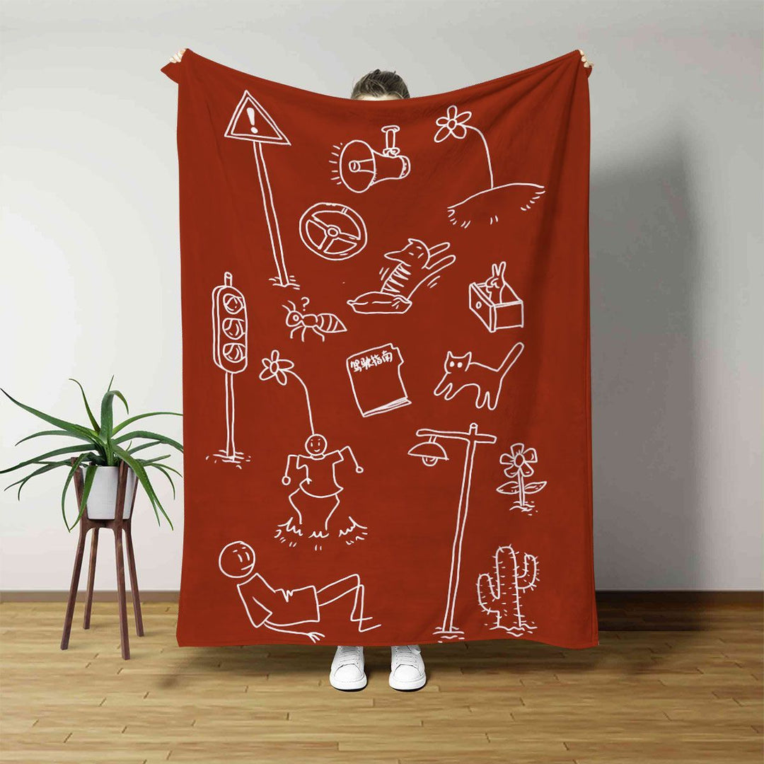 Fun Illustrated Plush Throw Blanket