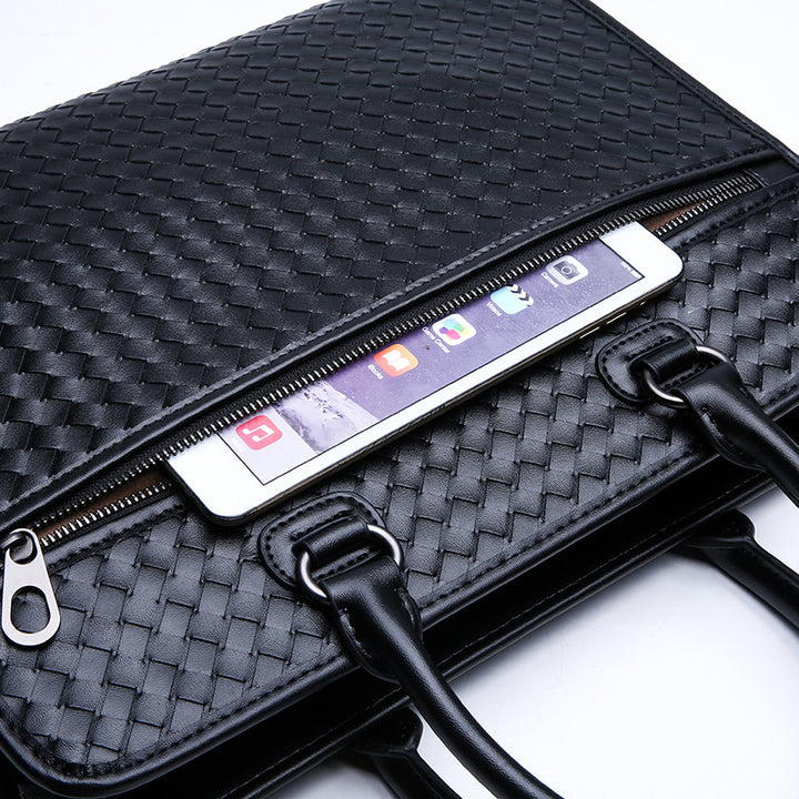 Elegant Briefcase Made of Woven Synthetic Leather Stornfield