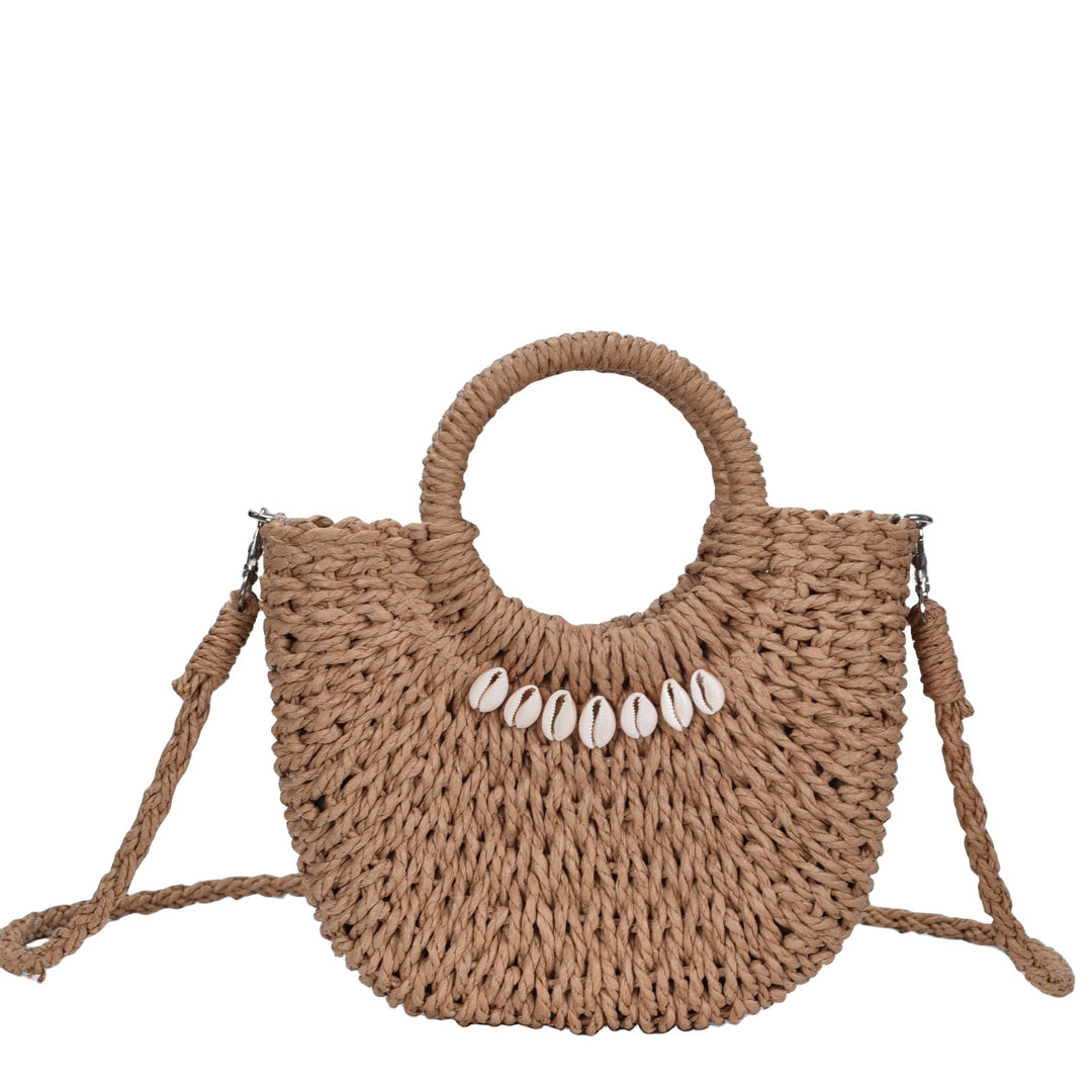 Natural fiber handbag with shell decoration Stornfield
