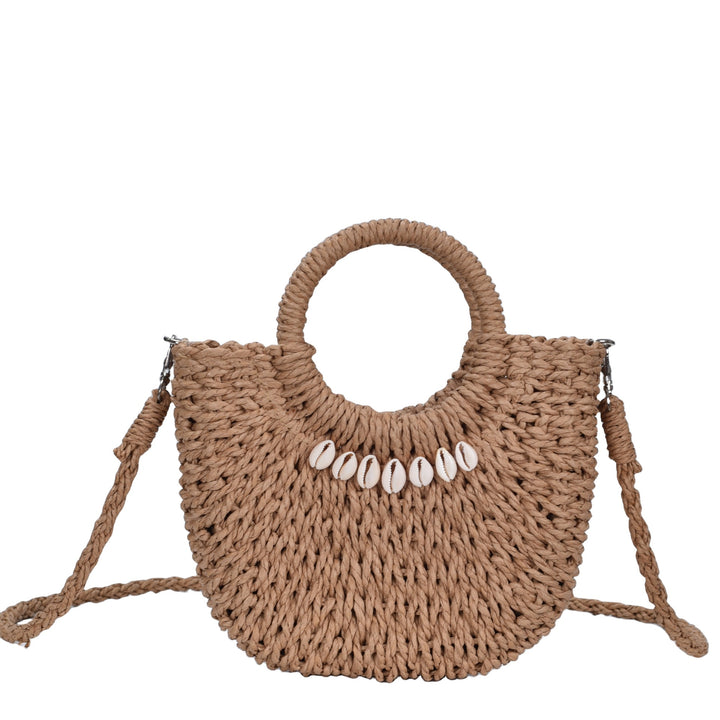 Natural fiber handbag with shell decoration Stornfield