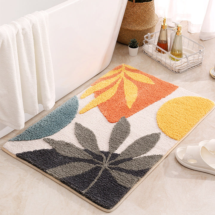 Plush Floral Pattern Bath Mat Stornfield