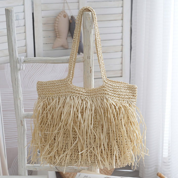 Handmade beach bag with fringed designed pattern Stornfield