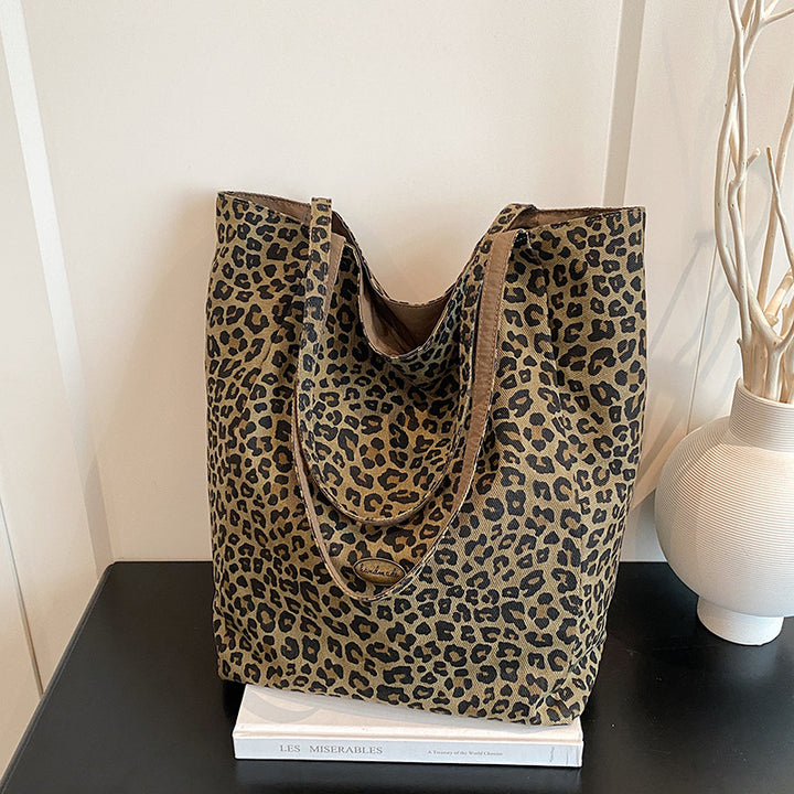 Spacious Leopard Print Tote Bag