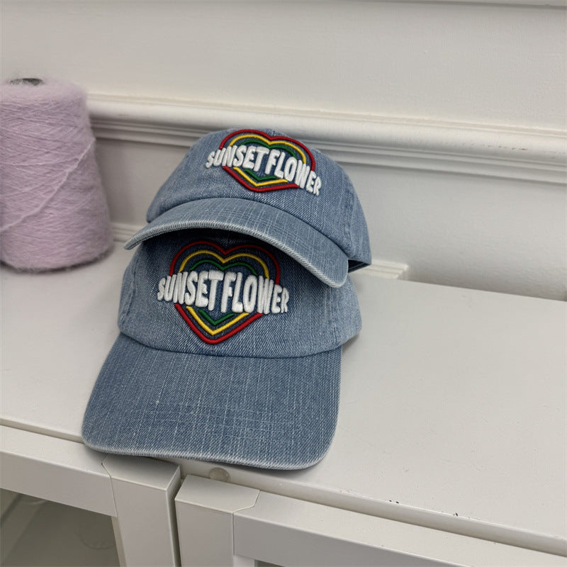 Women's Embroidered Heart Design Denim Baseball Cap Stornfield