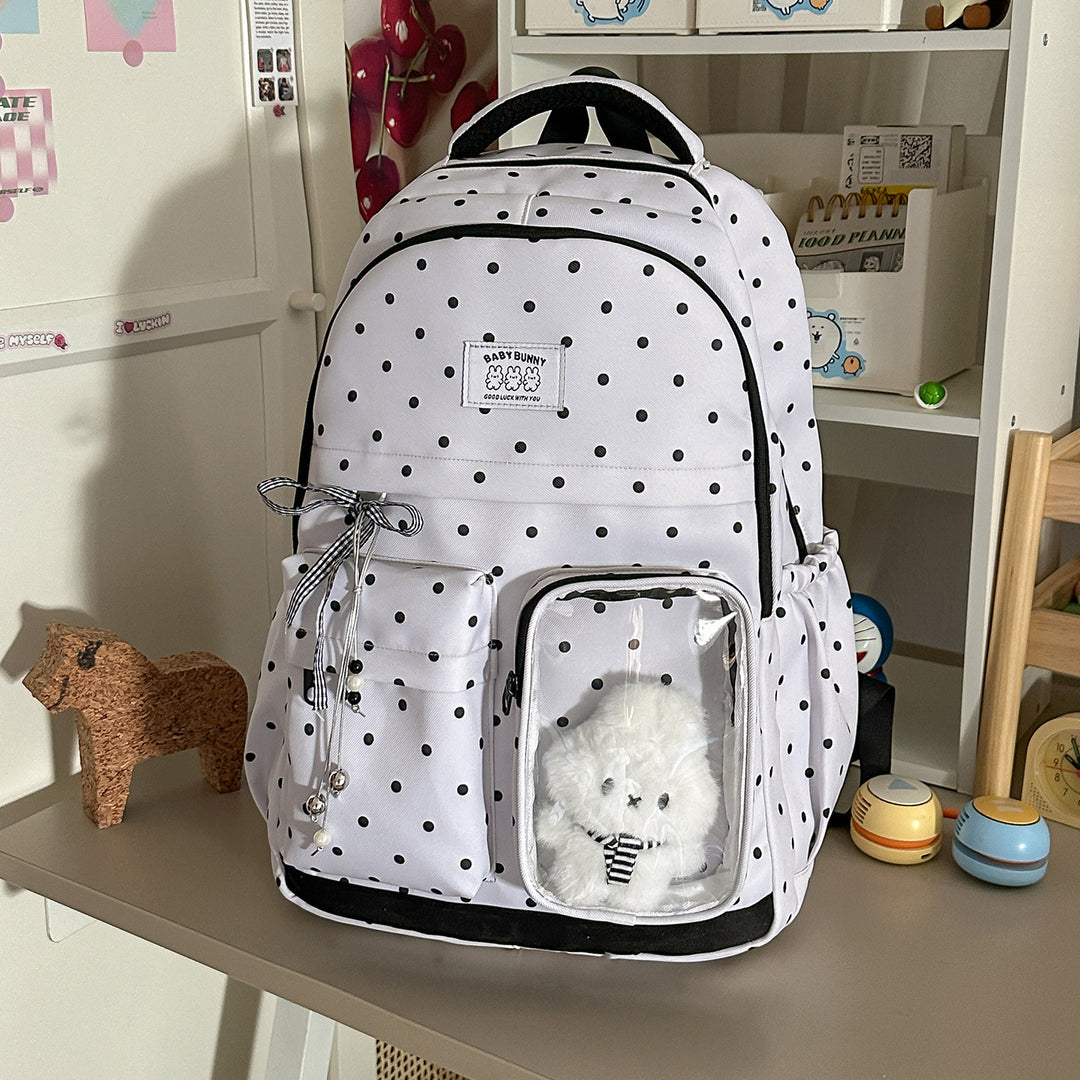 Playful Polka Dot Backpack with Transparent Window Stornfield