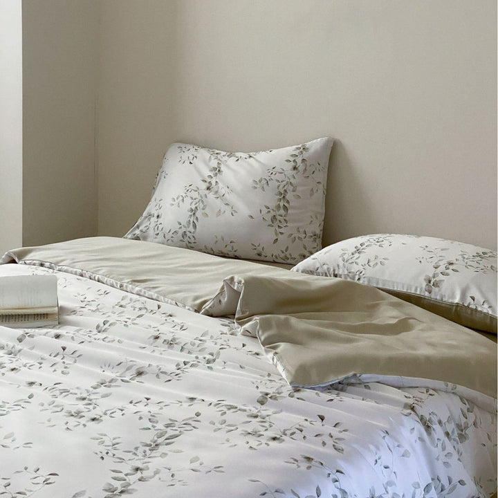 Luxury Lace-Trim Satin Duvet Cover Set