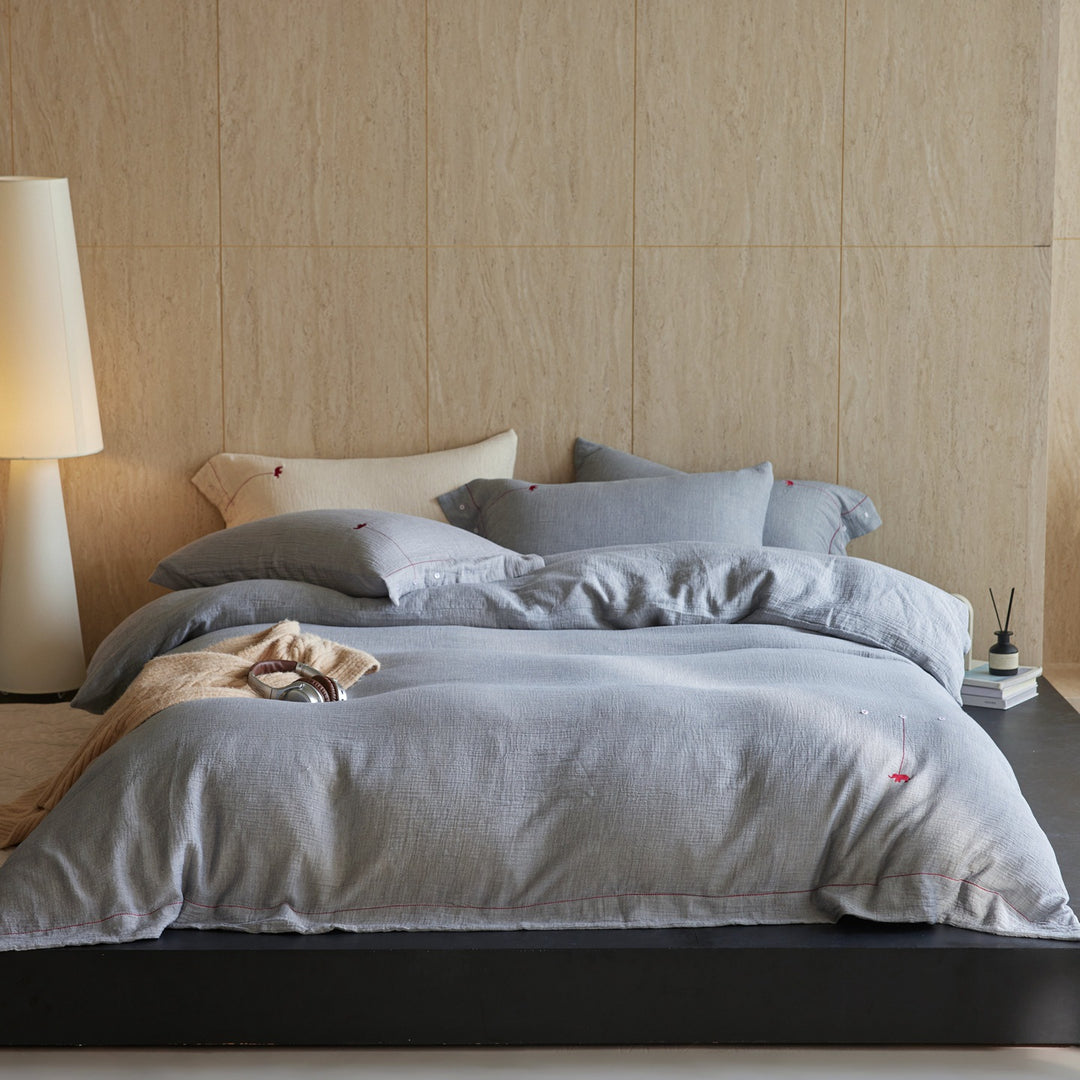 Luxury Washed Linen Duvet Cover Set with Button Closure