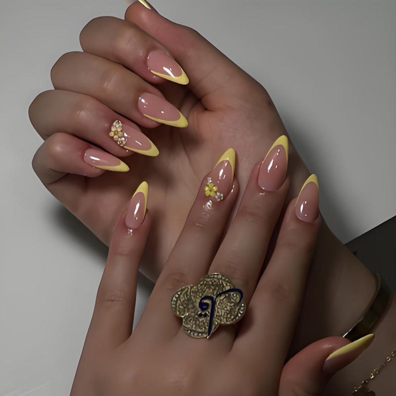 Acrylic Nail Set with Elegant Bows and Glamorous Accent Stornfield