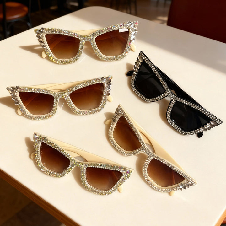 Rhinestone-Accented Cat-Eye Sunglasses Stornfield