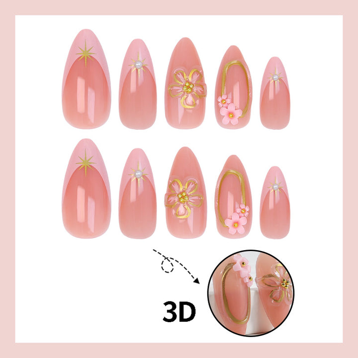 Art Nail Set with Blooming Designs Stornfield