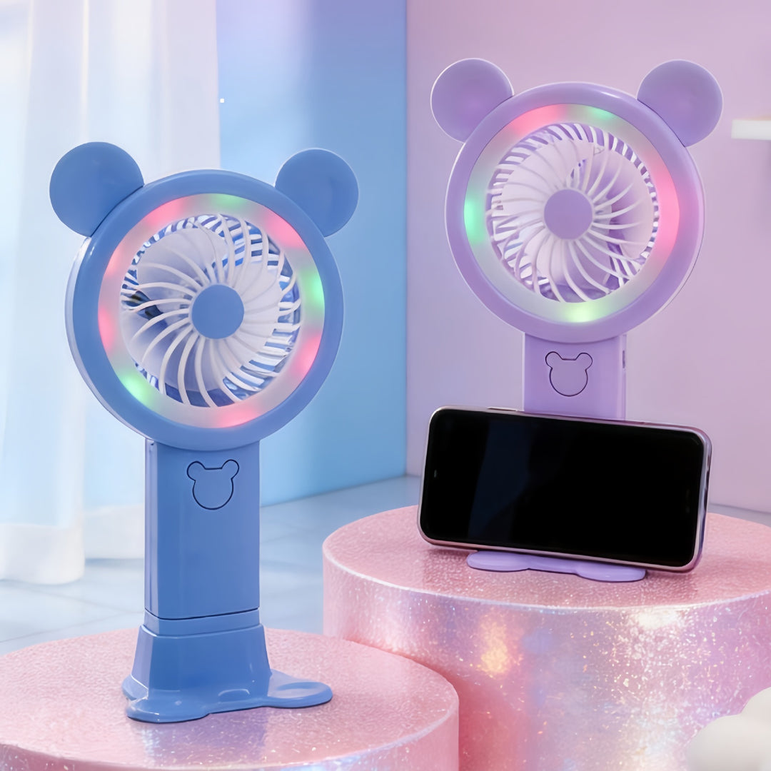 Women's Portable Hand Fan in Cheerful Bear Design Stornfield