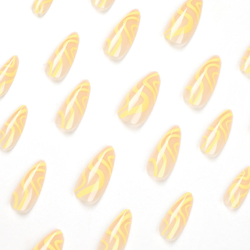 Artful Stiletto Nails with Modern Wave Design Stornfield