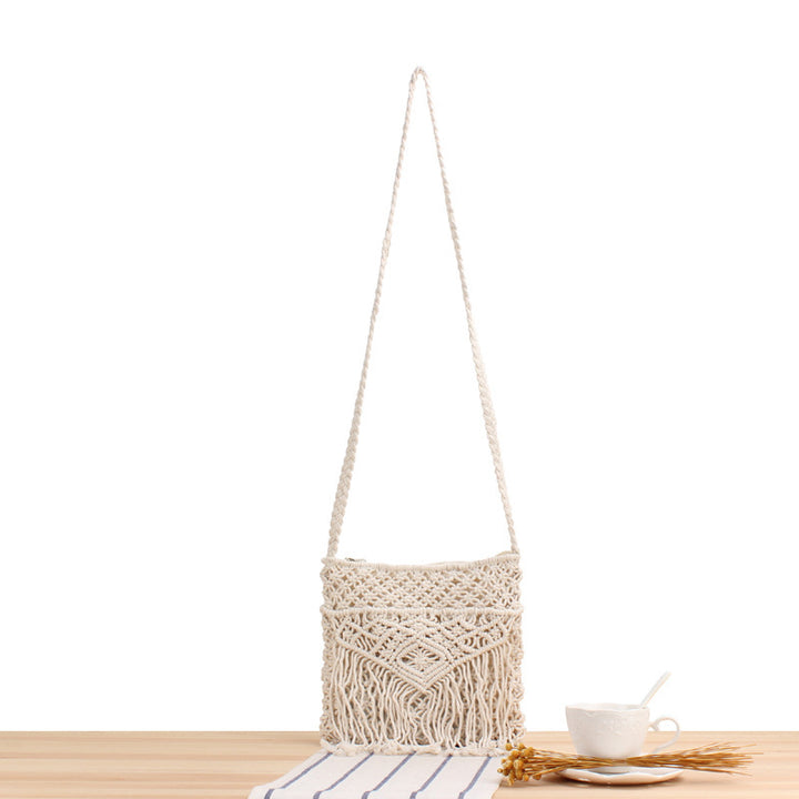 Handcrafted macrame shoulder bag with fringes Stornfield