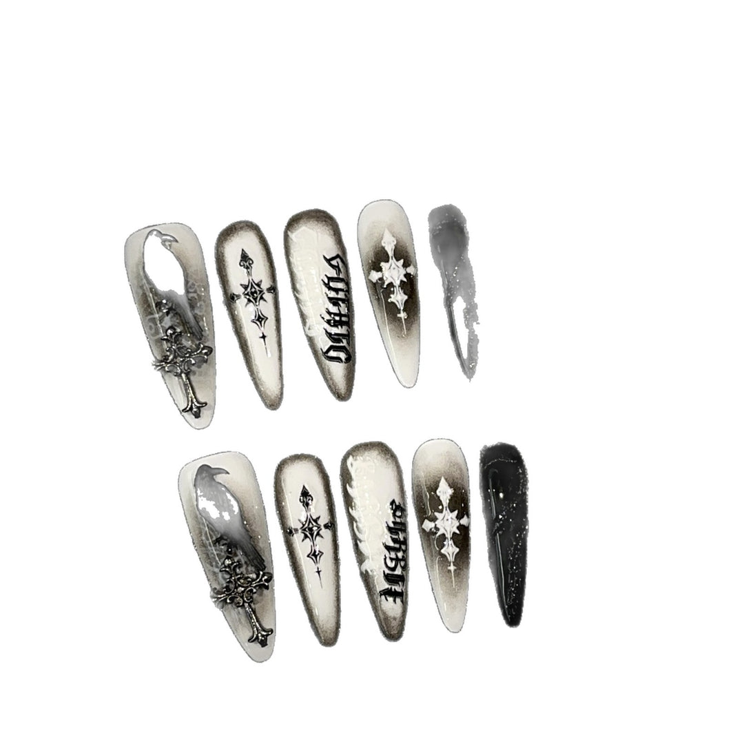 Gothic-Inspired Press-On Nail Art Set