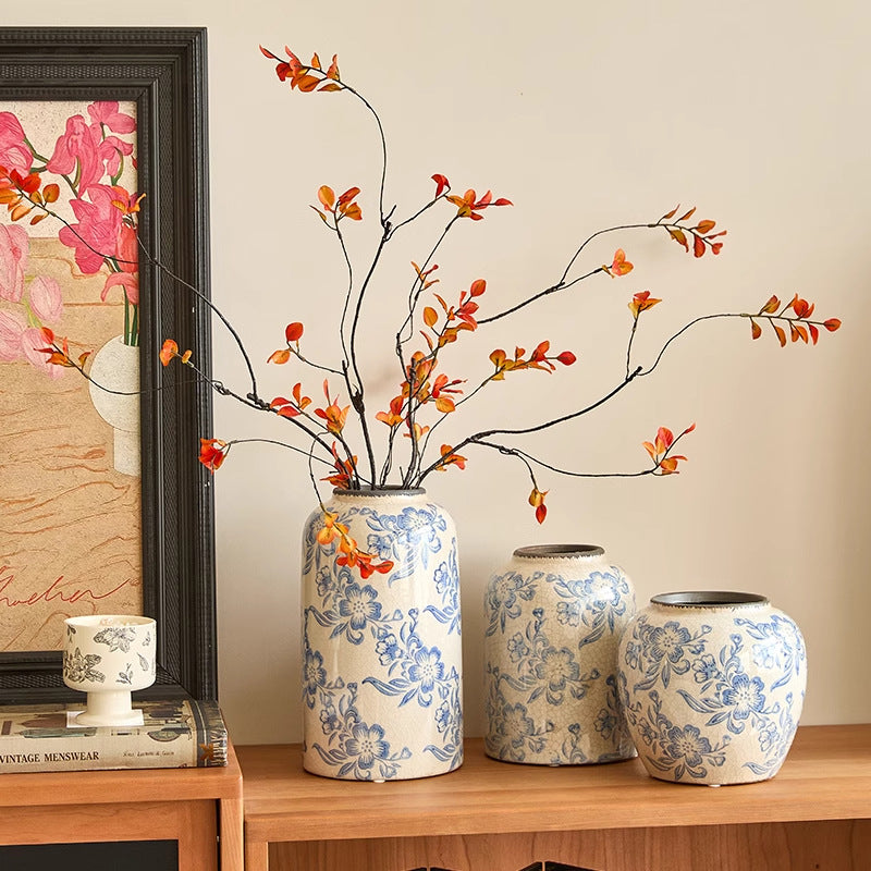 Floral Patterned Ceramic Home Decor Vase