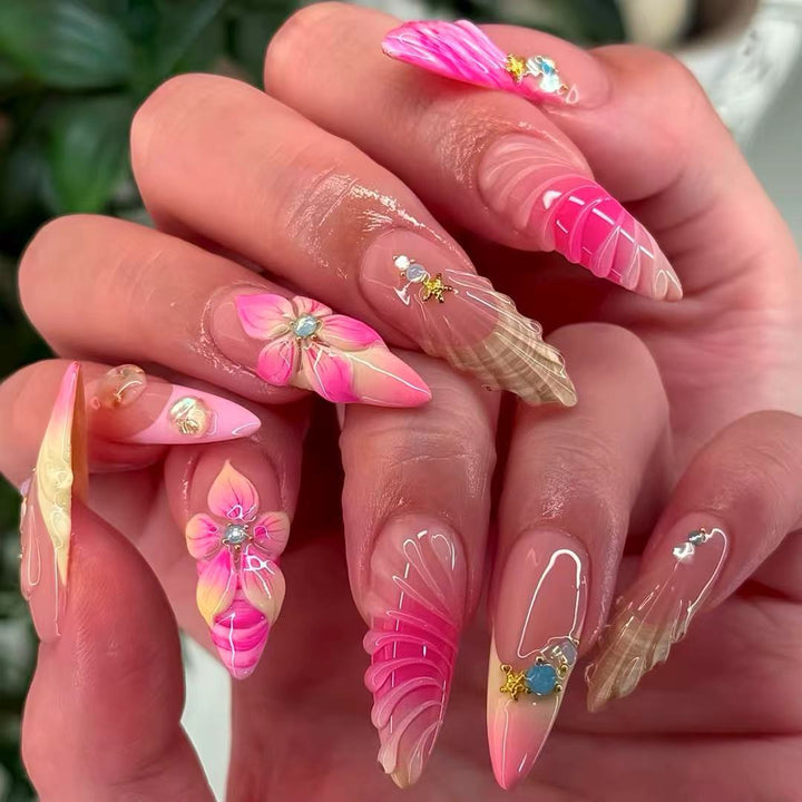 3D Floral Accented Press-On Nail Art Stornfield