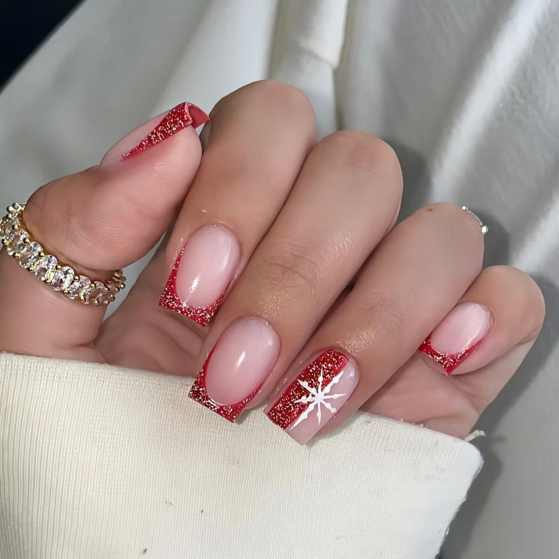 Elegant artificial nails with festive glitter accent Stornfield