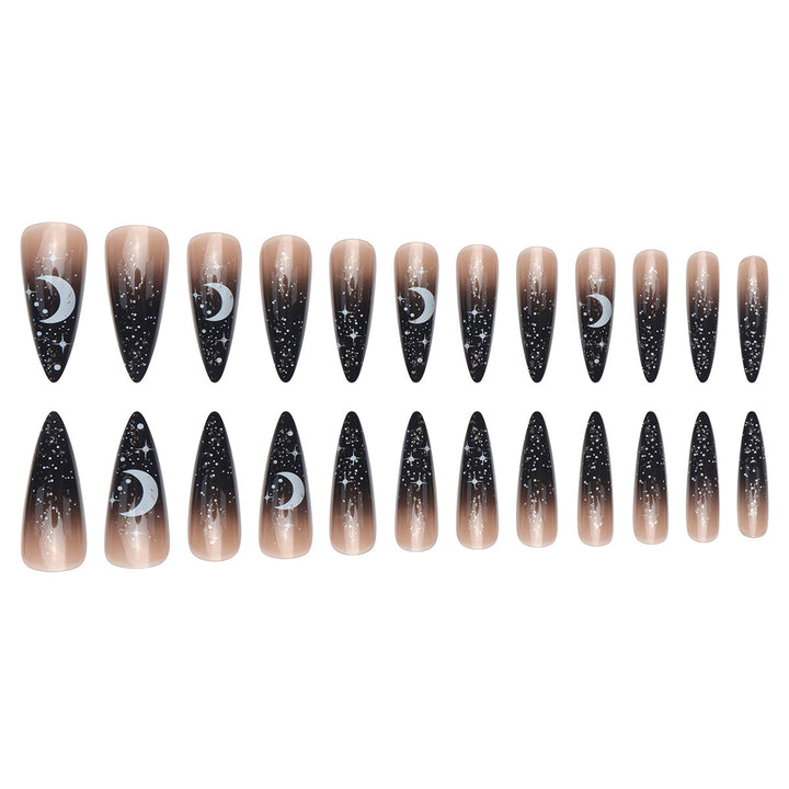 Glamorous Stiletto Press-On Nails with Celestial Design Stornfield