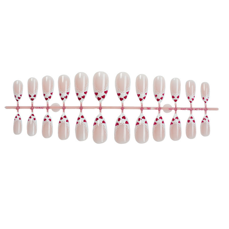 Artificial nail set with stylish flower and lace embellishments Stornfield