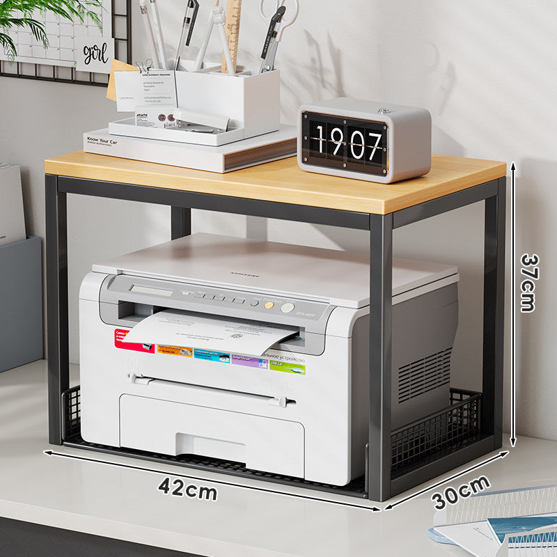 Compact Dual-Tier Printer Stand with Mesh Storage Shelves