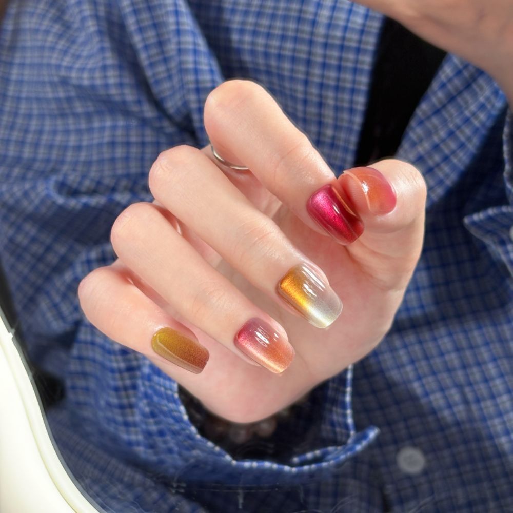 Artificial nails with elegant ombre effect and glitter coating Stornfield