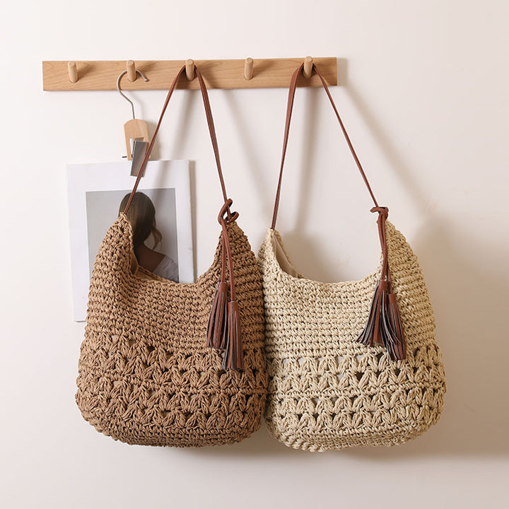 Handcrafted Shoulder Bag Made of Braided Natural Material Stornfield