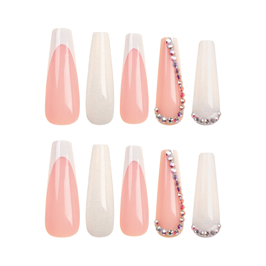 Artful nail extensions with rhinestone embellished accents Stornfield