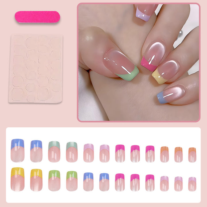 Acrylic nail set with colorful French tips Stornfield