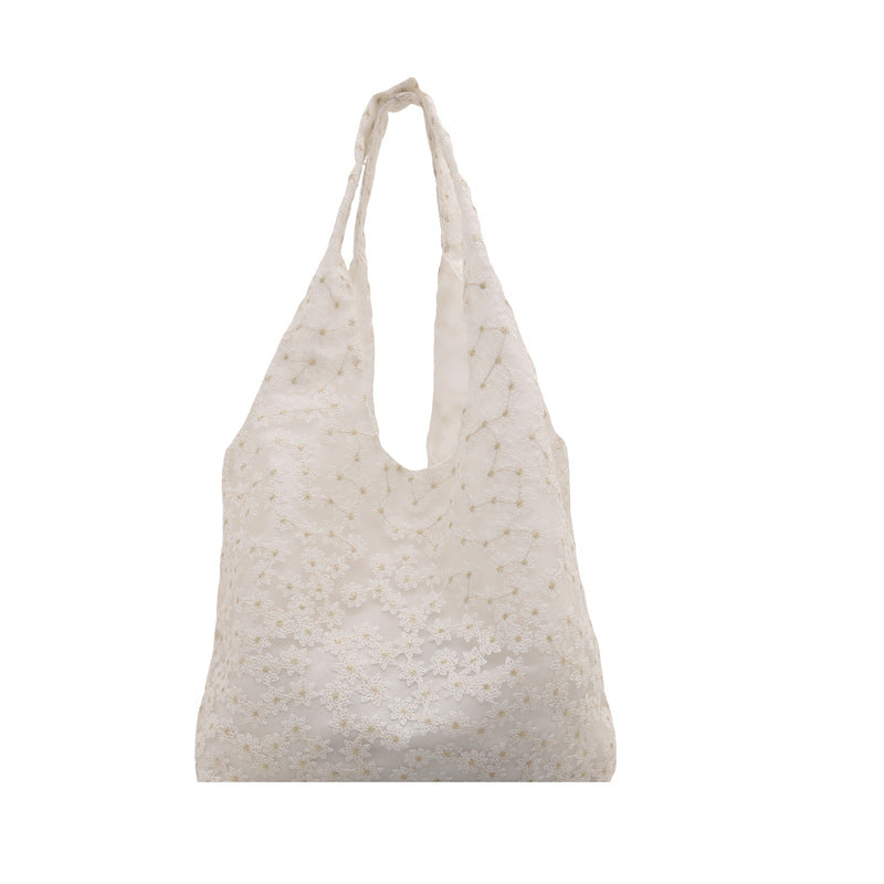 Elegant Floral Embroidered Grocery Tote Bag Stornfield