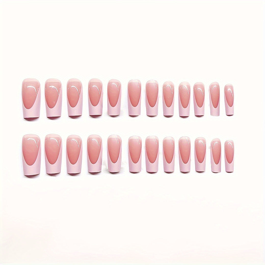 Artistic French Tip Press-On Nail Set with Transparent Design Stornfield
