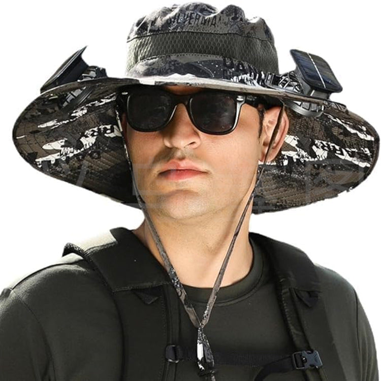sun hat with solar-powered fan and wide brim Stornfield