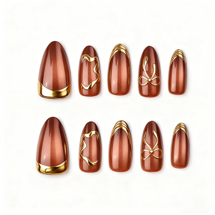 Elegant artificial nails with gold accents Stornfield