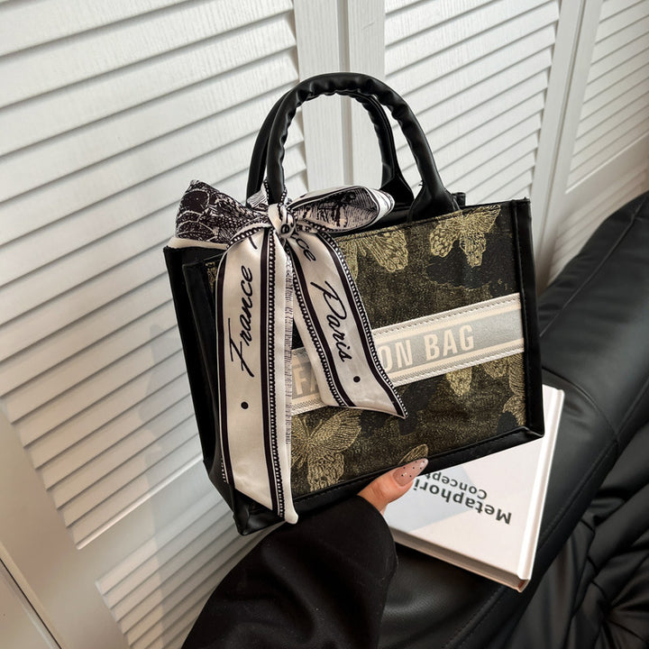 Structured Handbag with Fashion Ribbon