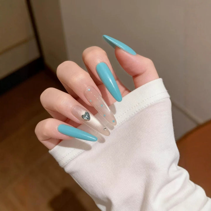 Stiletto Nail Art Extensions with Heart Accents