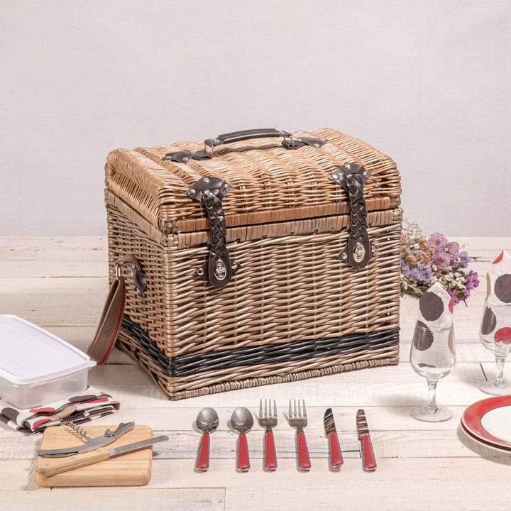 Ladies High-Quality Picnic Basket with Durable Leather Handles Stornfield