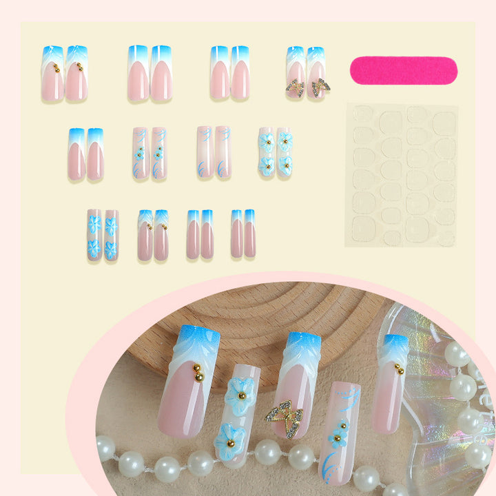 Artistic Press-On Nail Set with Floral and Butterfly Designs Stornfield